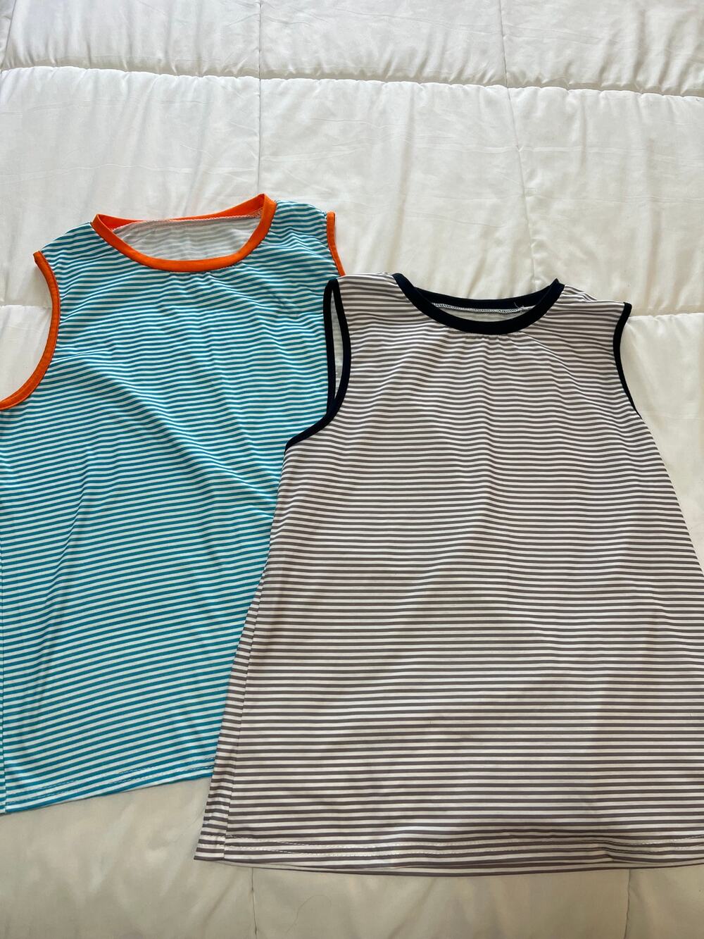 Lot of 2 SHEIN Striped Sleeveless Tank Tops Women's M Crewneck Stretch Tees